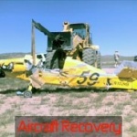 Photo of a crashed experimental aircraft recovery.