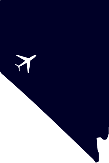 Shape of Nevada with an airplane icon marking the location of Aviation Classics Ltd.